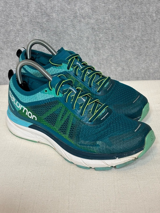 Salomon Shoes - Salomon Sonic RA Max Road Running Athletic Shoes-Blue/Teal/Yellow-Women Size 9